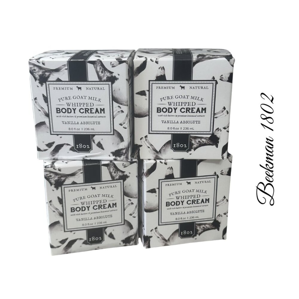 NIB Lot of 4 Beekman 1802 Vanilla Absolute Pure Goat Milk Whipped Body Cream